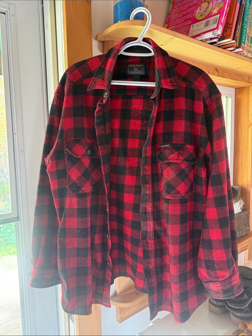 Woolrich Red and Black Buffalo Plaid Wool Shirt Jacket